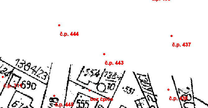 Jaroměřice 443 na parcele st. 620 v KÚ Jaroměřice, Katastrální mapa