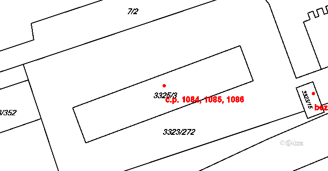 Poštorná 1084,1085,1086, Břeclav na parcele st. 3325/3 v KÚ Poštorná, Katastrální mapa