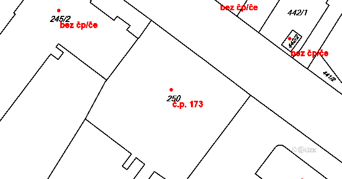 Pisárky 173, Brno na parcele st. 250 v KÚ Pisárky, Katastrální mapa