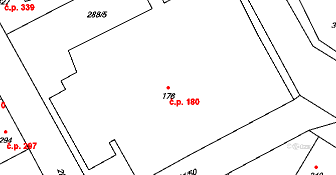 Černčice 180 na parcele st. 176 v KÚ Černčice u Loun, Katastrální mapa