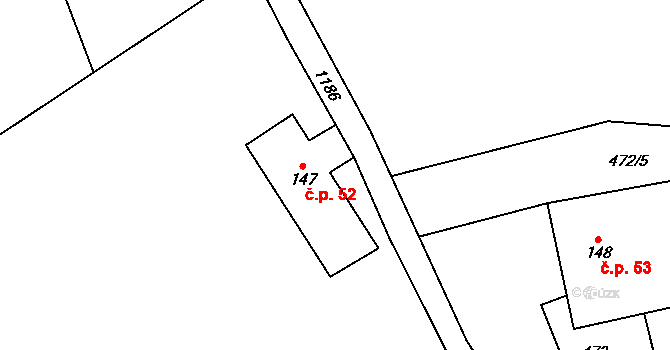 Cínovec 52, Dubí na parcele st. 147 v KÚ Cínovec, Katastrální mapa