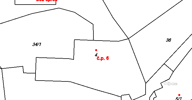 Trsice 6, Petrovice u Sušice na parcele st. 4 v KÚ Trsice, Katastrální mapa