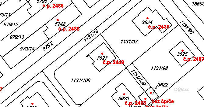 Dvůr Králové nad Labem 2448 na parcele st. 3623 v KÚ Dvůr Králové nad Labem, Katastrální mapa