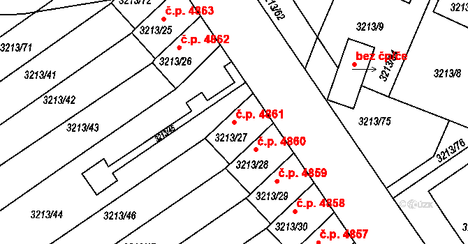 Chomutov 4861 na parcele st. 3213/27 v KÚ Chomutov II, Katastrální mapa