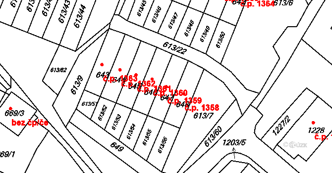 Jirkov 1359 na parcele st. 647 v KÚ Jirkov, Katastrální mapa