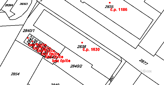Vsetín 1630 na parcele st. 2838 v KÚ Vsetín, Katastrální mapa