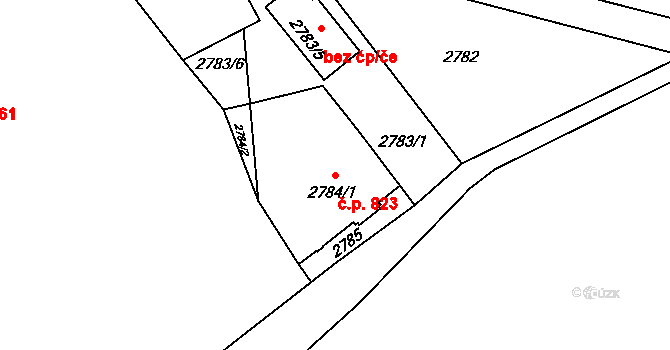 Šluknov 823 na parcele st. 2784/1 v KÚ Šluknov, Katastrální mapa