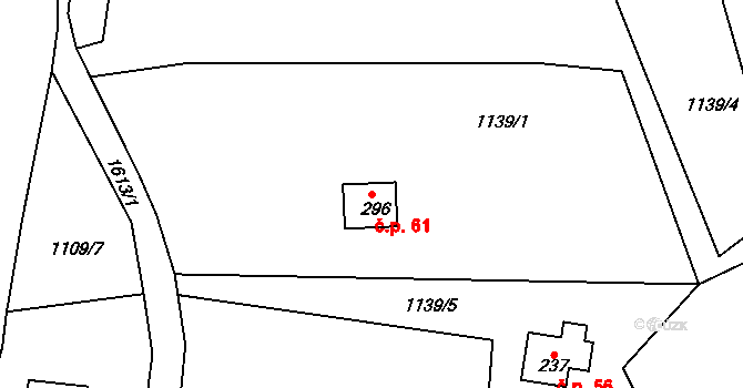 Spálov 61, Semily na parcele st. 296 v KÚ Spálov u Semil, Katastrální mapa