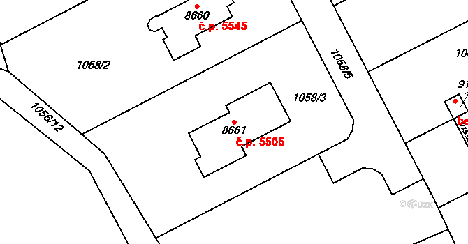 Zlín 5505 na parcele st. 8661 v KÚ Zlín, Katastrální mapa
