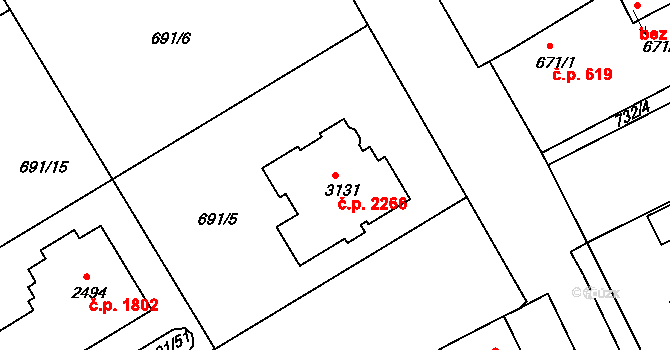 Brandýs nad Labem 2266, Brandýs nad Labem-Stará Boleslav na parcele st. 3131 v KÚ Brandýs nad Labem, Katastrální mapa