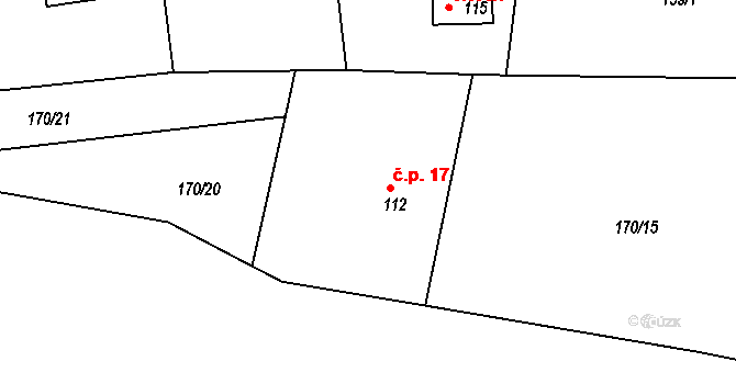 Vavřetice 17, Řehenice na parcele st. 112 v KÚ Babice u Řehenic, Katastrální mapa