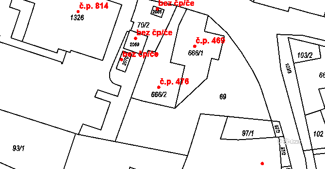 Starý Jiříkov 476, Jiříkov na parcele st. 666/2 v KÚ Jiříkov, Katastrální mapa