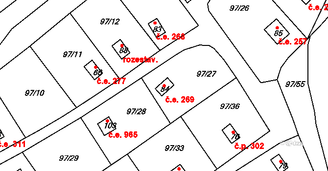 Otruby 269, Slaný na parcele st. 84 v KÚ Otruby, Katastrální mapa