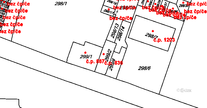 Nový Bohumín 836, Bohumín na parcele st. 299/2 v KÚ Nový Bohumín, Katastrální mapa