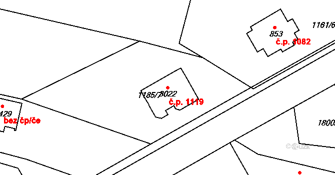Nový Bydžov 1119 na parcele st. 3022 v KÚ Nový Bydžov, Katastrální mapa