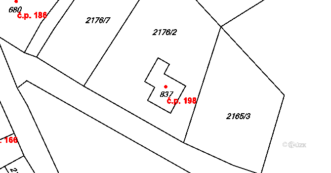 Antonínov 198, Josefův Důl na parcele st. 837 v KÚ Antonínov, Katastrální mapa