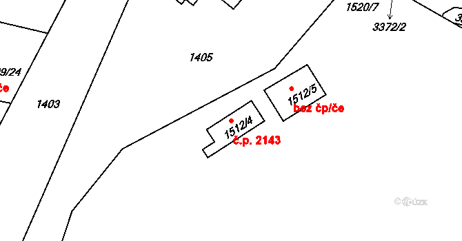 Pelhřimov 2143 na parcele st. 1512/4 v KÚ Pelhřimov, Katastrální mapa