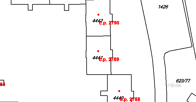 Zábřeh 2789, Ostrava na parcele st. 4441 v KÚ Zábřeh nad Odrou, Katastrální mapa