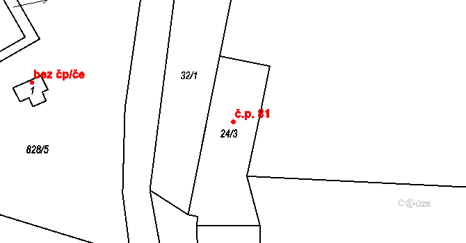 Cerhonice 81 na parcele st. 24/3 v KÚ Cerhonice, Katastrální mapa