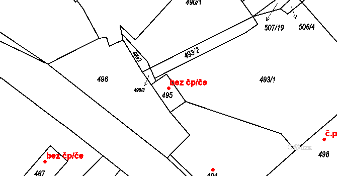 Průhonice 39614891 na parcele st. 495 v KÚ Hole u Průhonic, Katastrální mapa
