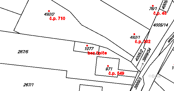 Vyškov 39753891 na parcele st. 1077 v KÚ Dědice u Vyškova, Katastrální mapa
