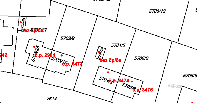 Prostějov 41155891 na parcele st. 5704/10 v KÚ Prostějov, Katastrální mapa