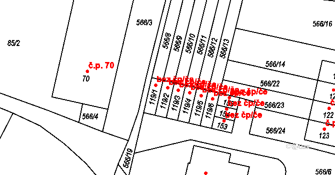 Zahrádky 41447891 na parcele st. 119/2 v KÚ Zahrádky, Katastrální mapa