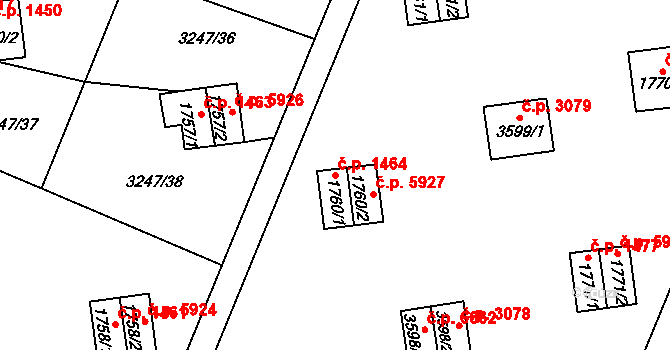 Zlín 1464 na parcele st. 1760/1 v KÚ Zlín, Katastrální mapa