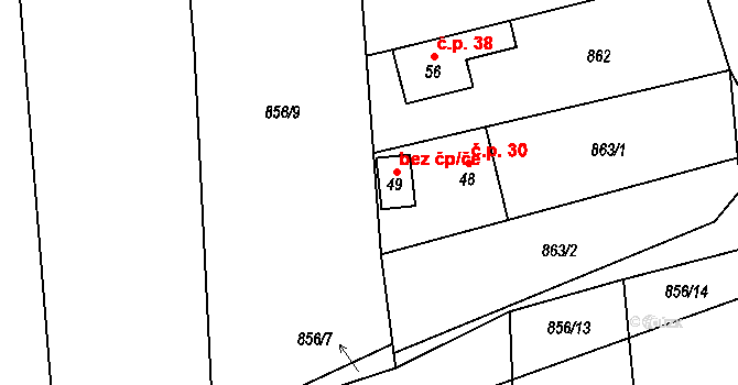 Čmelíny 42645891 na parcele st. 49 v KÚ Čmelíny, Katastrální mapa