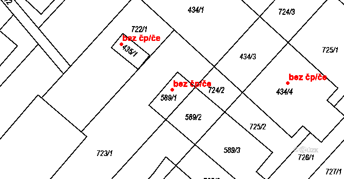 Smržice 42764891 na parcele st. 589/1 v KÚ Smržice, Katastrální mapa