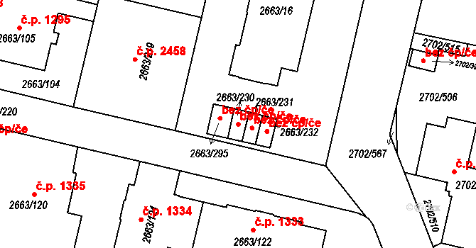 Opava 43779891 na parcele st. 2663/230 v KÚ Opava-Předměstí, Katastrální mapa