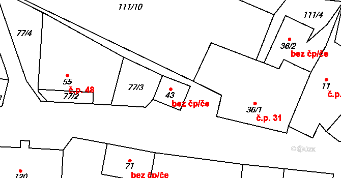 Níhov 44126891 na parcele st. 43 v KÚ Níhov, Katastrální mapa