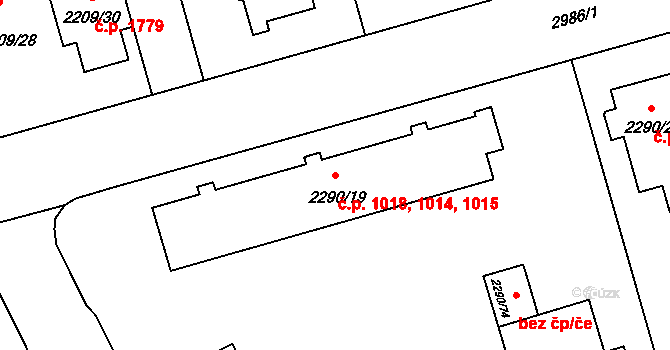 Předměstí 1014,1015,1018, Opava na parcele st. 2290/19 v KÚ Opava-Předměstí, Katastrální mapa