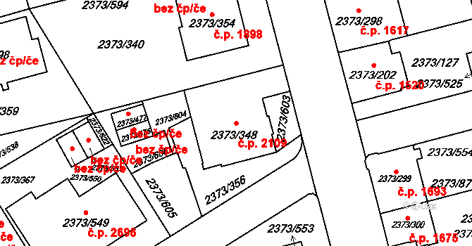 Předměstí 2109, Opava na parcele st. 2373/348 v KÚ Opava-Předměstí, Katastrální mapa