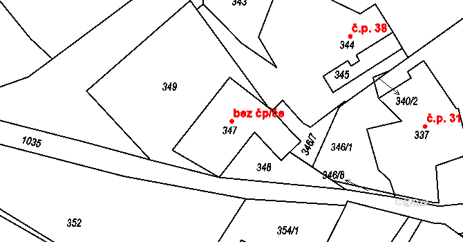 Bystřice nad Pernštejnem 48831891 na parcele st. 347 v KÚ Domanín u Bystřice nad Pernštejnem, Katastrální mapa