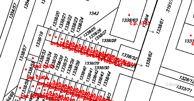 Čelákovice 49609891 na parcele st. 1338/28 v KÚ Čelákovice, Katastrální mapa