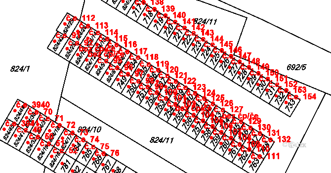 Šumbark 122, Havířov na parcele st. 738 v KÚ Šumbark, Katastrální mapa