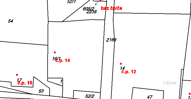 Dražice 14 na parcele st. 16/1 v KÚ Dražice u Tábora, Katastrální mapa