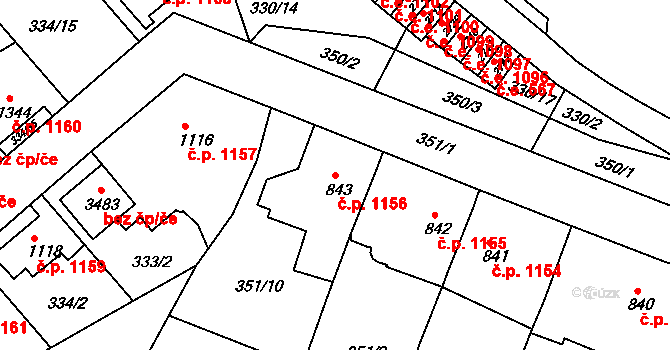 Náchod 1156 na parcele st. 843 v KÚ Náchod, Katastrální mapa