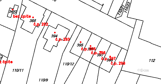 Opatovice nad Labem 295 na parcele st. 395 v KÚ Opatovice nad Labem, Katastrální mapa