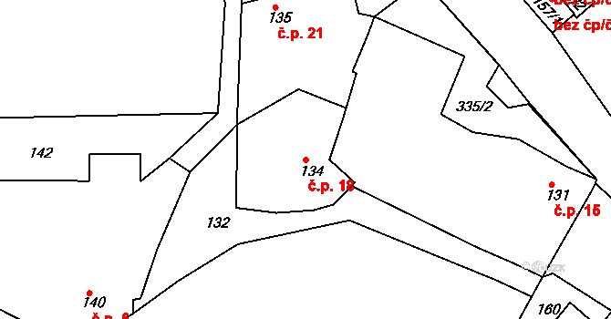 Bělbožice 18, Šípy na parcele st. 134 v KÚ Šípy, Katastrální mapa