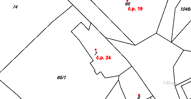 Bezděkovec 24, Mileč na parcele st. 7 v KÚ Bezděkovec, Katastrální mapa