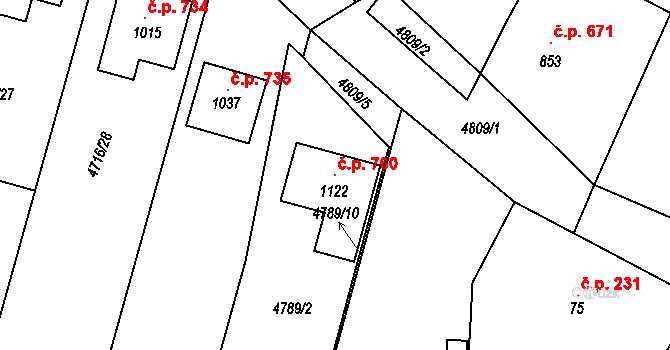 Boršice 760 na parcele st. 1122 v KÚ Boršice u Buchlovic, Katastrální mapa