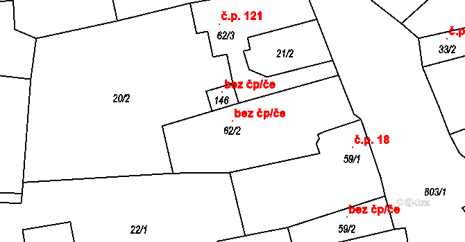 Podsedice 98320891 na parcele st. 62/2 v KÚ Chrášťany u Dřemčic, Katastrální mapa