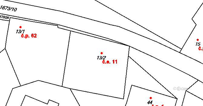 Chlum 11, Pšov na parcele st. 13/2 v KÚ Chlum u Novosedel, Katastrální mapa