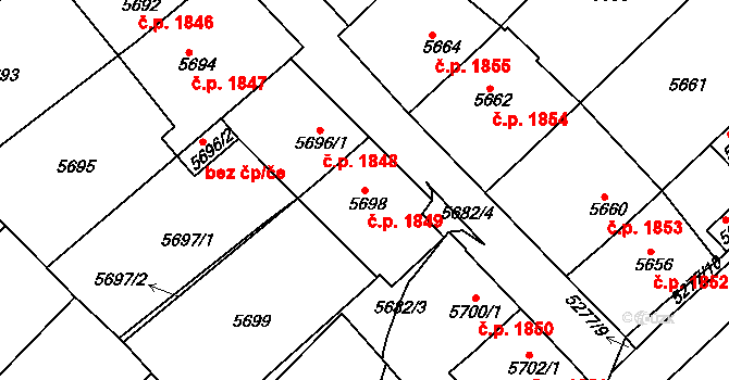 Kročehlavy 1849, Kladno na parcele st. 5698 v KÚ Kročehlavy, Katastrální mapa