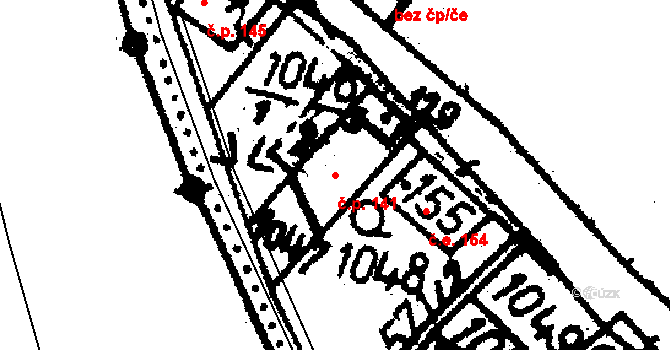 Tisová 141, Kraslice na parcele st. 129 v KÚ Tisová u Kraslic, Katastrální mapa