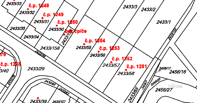 Mikulov 1253 na parcele st. 2433/56 v KÚ Mikulov na Moravě, Katastrální mapa