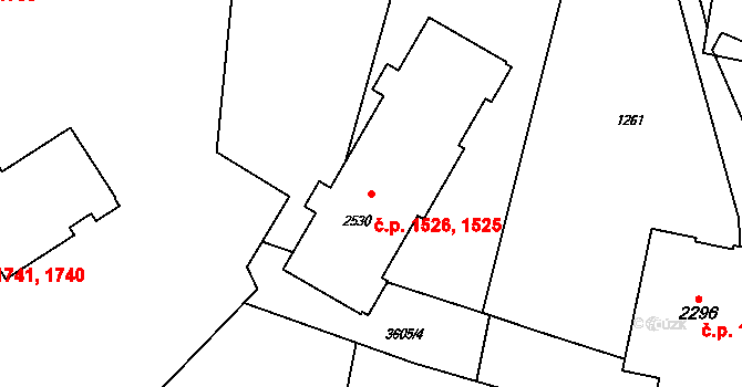 Rožnov pod Radhoštěm 1525,1526 na parcele st. 2530 v KÚ Rožnov pod Radhoštěm, Katastrální mapa