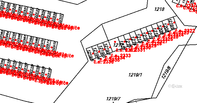 Střekov 2335, Ústí nad Labem na parcele st. 1219/4 v KÚ Střekov, Katastrální mapa